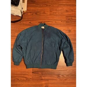 Vintage Side1 Bomber Jacket Teal Blue Purple Womens Size Medium